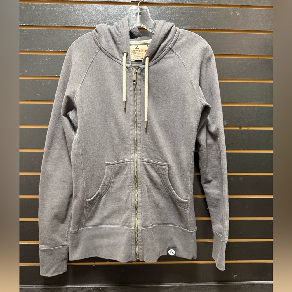 American Giant Classic Full Zip Hoodie Gray Made USA Women M